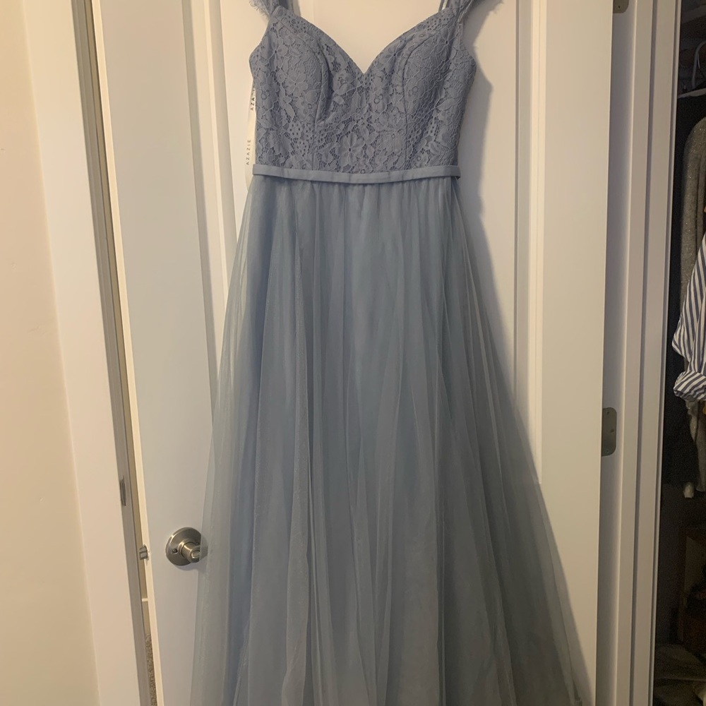 Azazie Blue Lace and Tulle Dress